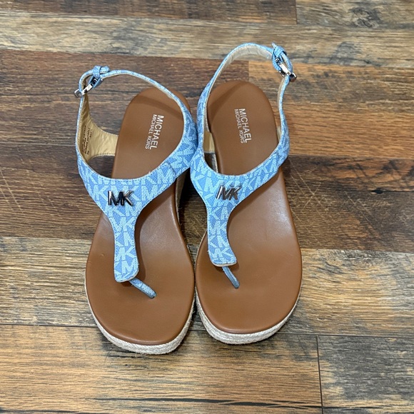 Michael Kors Women's Laney Logo Thong Espadrille Wedges Chambray - Picture 1 of 4